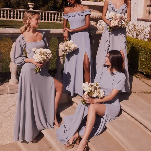 NEW ASTR Lucinda Square Neck Long Sleeve Maxi Dress in Dusty Lavender S - Picture 5 of 14